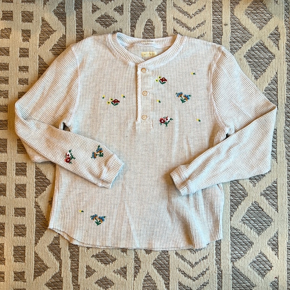Mother Denim Itty Bitty Long Sleeve Sweetheart top